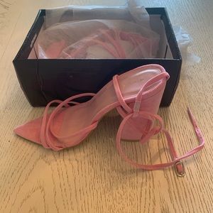 Pink tie up shoes